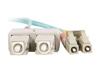 C2G LC-SC 10Gb 50/125 OM3 Duplex Multimode PVC Fiber Optic Cable (LSZH) - Nettverkskabel - SC flermodus (hann) til LC multimodus (hann) - 7 m - fiberoptisk - dupleks - 50 / 125 mikroner - OM3 - halogenfri - akvamarin 85535