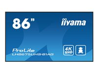 iiyama ProLite LH8675UHS-B1AG - 86" Diagonalklasse LED-bakgrunnsbelyst LCD-skjerm - intelligent skilting - med innebygd mediespiller, SDM Slot PC - Android - 4K UHD (2160p) 3840 x 2160 - svart LH8675UHS-B1AG