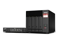 QNAP TS-473A - NAS-server - 4 brønner - SATA 6Gb/s - RAID JBOD, RAID 0, 1, 10, 5, 6 - RAM 8 GB - 2.5 Gigabit Ethernet - iSCSI støtte - med QSW-1105-5T-bryter TS-473A-SW5T