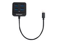 StarTech.com 4-Port USB C Hub, USB-C to 4x USB-A Ports, SuperSpeed 10Gbps USB 3.1/USB 3.2 Gen 2 Type-C Hub, USB Bus Powered, Portable/Compact USB-C to USB Adapter Hub for Laptop, Aluminum - Windows/macOS/Linux (HB31C4AB) - Hub - 4 x SuperSpeed USB 3.0 - stasjonær - for P/N: PEXUSB321C HB31C4AB