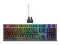 Alienware Tri-Mode AW920K - Tastatur - AlienFX per nøkkel RGB / 16,8 millioner farger - trådløs - 2.4 GHz, Bluetooth 5.1, USB - QWERTY - USA - tastsvitsj: CHERRY MX Red - Dark Side of the Moon AW920K-G-WW
