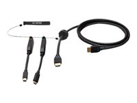 C2G 10ft (3m) 4K HDMI Premium Cable and Dongle Adapter Ring with Color Coded Mini DisplayPort and USB-C - Videoadaptersett - svart - 4K 60Hz støtte, 4K30Hz-støtte (mDP), gullglimtkontakter C2G30056