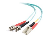 C2G LC-ST 10Gb 50/125 OM3 Duplex Multimode PVC Fiber Optic Cable (LSZH) - Nettverkskabel - ST flermodus (hann) til LC multimodus (hann) - 3 m - fiberoptisk - dupleks - 50 / 125 mikroner - OM3 - halogenfri - akvamarin 85542