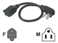 C2G 1.5ft Flat Plug Power Strip Plus - 18 AWG - NEMA 5-15P to NEMA 5-15R - Strømkabel - NEMA 5-15 (hann) til NEMA 5-15 (hunn) - 45.72 cm - svart 29804