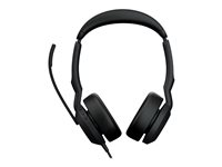 Jabra Evolve2 50 UC Stereo - Hodesett - on-ear - kablet - aktiv støydemping - USB-A - svart - Zoom Certified, Cisco Webex Certified, Optimert for UC, Optimert for Google Meet, Optimized for Microsoft Teams, Alcatel-Lucent Certified, Avaya Certified, Unify Certified, Amazon Chime Certified 25089-989-999