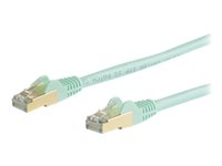 StarTech.com 10m CAT6A Ethernet Cable, 10 Gigabit Shielded Snagless RJ45 100W PoE Patch Cord, CAT 6A 10GbE STP Network Cable w/Strain Relief, Aqua, Fluke Tested/UL Certified Wiring/TIA - Category 6A - 26AWG (6ASPAT10MAQ) - Koblingskabel - RJ-45 (hann) til RJ-45 (hann) - 10 m - STP - CAT 6a - formstøpt, uten hindringer - akvamarin 6ASPAT10MAQ